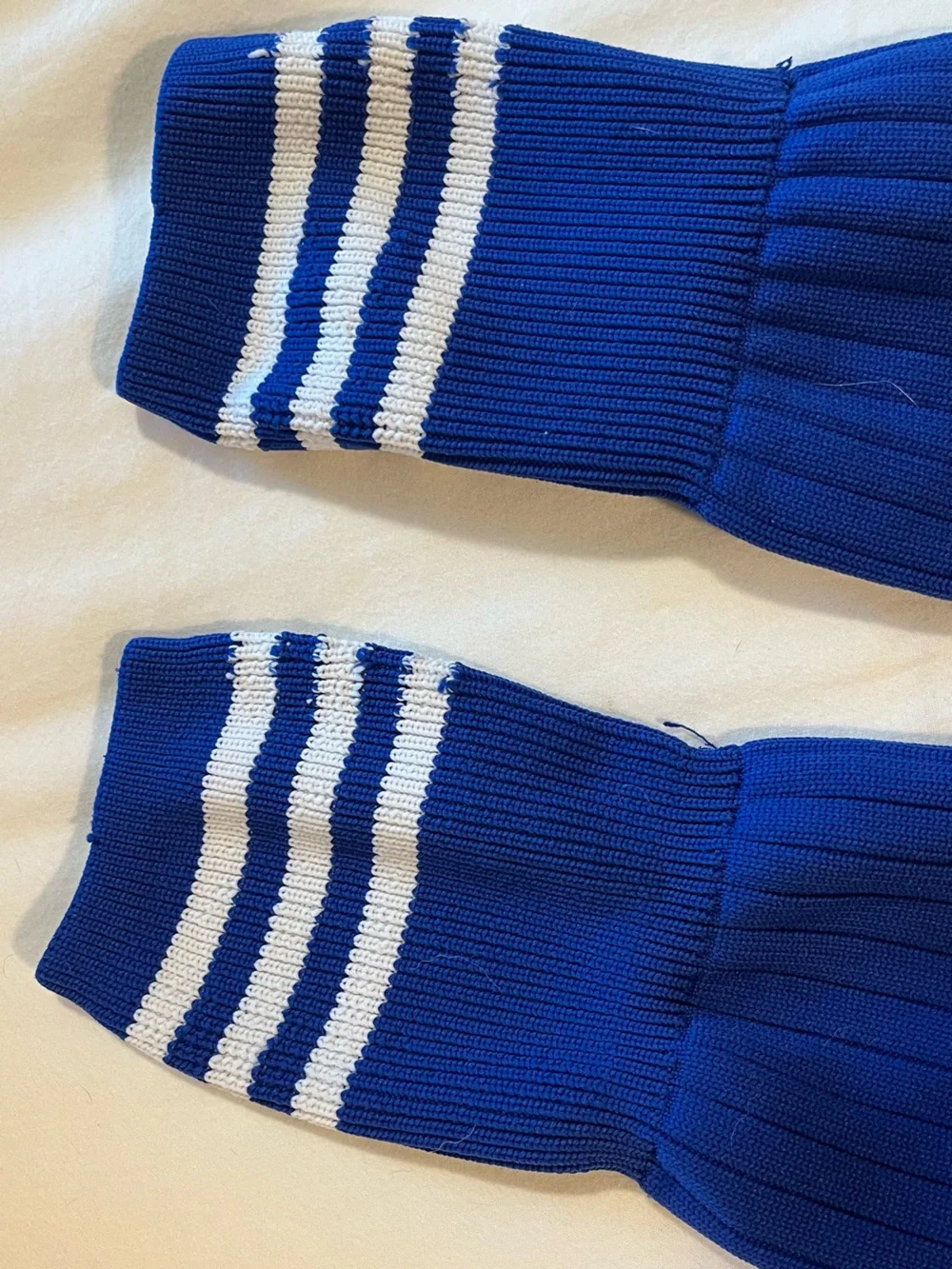 adidas Men's Blue Athletic Soccer Socks with White Stripes